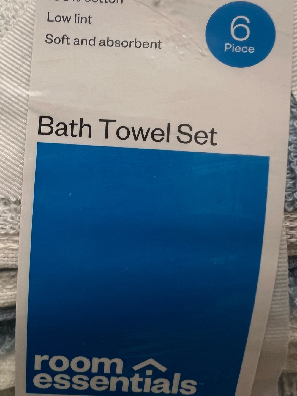 Room Essentials Super Soft 6 Piece Bath Towel Set Blue and White NWT - Picture 3 of 4